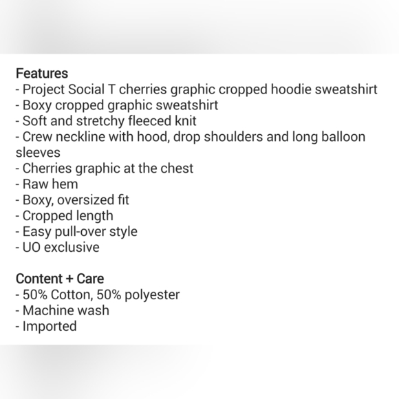 Women's UO Project Social T Cherries Graphic Cropped Hoodie Pink Sweatshirt XS - Picture 4 of 9